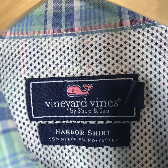 Vineyard Vines Harbor Multi Plaid Check Vented Fishing Hiking Shirt Mens Medium - Picture 2 of 5